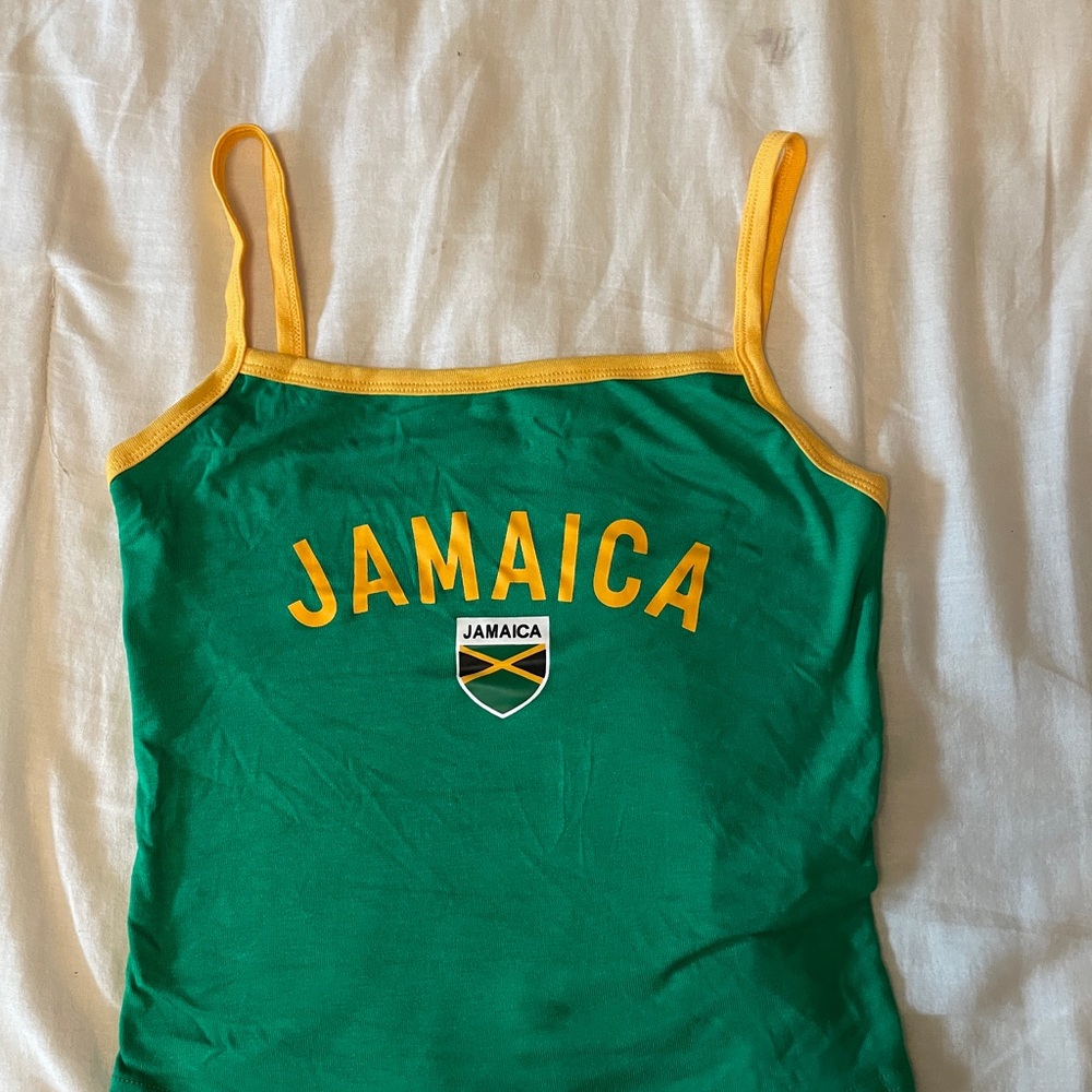 SHEIN Green and Yellow Jamaica Tank Top